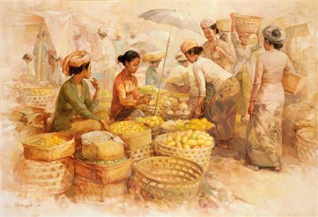 Pasar Buah, 1986 by Rustamadji - Auction record, sale price, and art valuation. Compare with similar artists and explore comparable artworks.