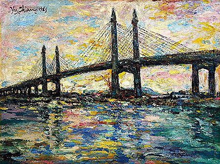Penang Bridge, 1985 by Yu Chian Chia - Auction record, sale price, and art valuation. Compare with similar artists and explore comparable artworks.