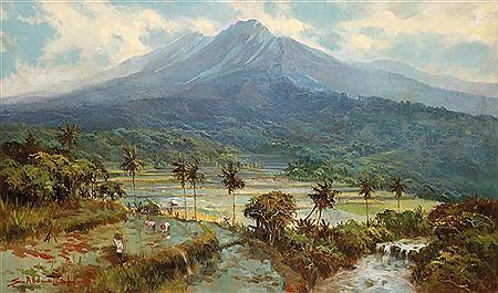 Sample artwork by Soedjono Abdullah (1911 - 1993), known for indonesian landscape painting - View similar artists and auction records