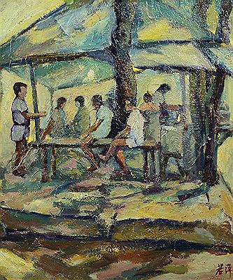 Eating at Foodstall by Ju Ping Kuo - Auction record, sale price, and art valuation. Compare with similar artists and explore comparable artworks.