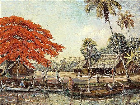 Fisherman Boats Near The Flamboyant Tree