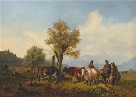 Viehhandel by Heinrich Burkel - Auction record, sale price, and art valuation. Compare with similar artists and explore comparable artworks.