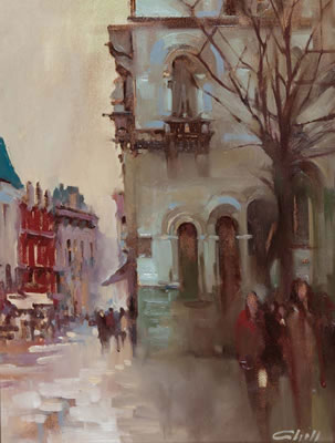 Dame Street, Dublin Rain by Patrick Cahill - Auction record, sale price, and art valuation. Compare with similar artists and explore comparable artworks.