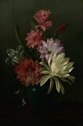 Floral still life in green vase