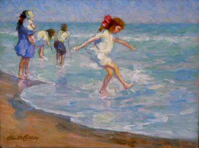 Children Playing at the Seashore