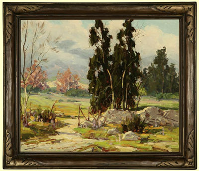 Trees and Wall in Foothill Landscape