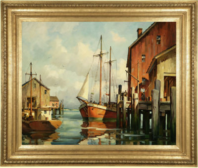 Gloucester schooner in harbor by John Cuthbert Hare - Auction record, sale price, and art valuation. Compare with similar artists and explore comparable artworks.