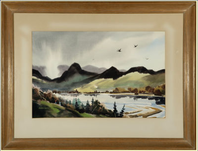 Bird hunting in a river landscape