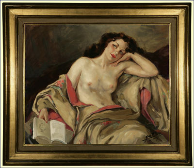 Reclining Nude holding a book