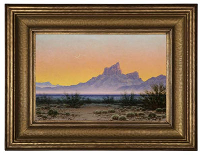Desert nocturne landscape - crescent moon