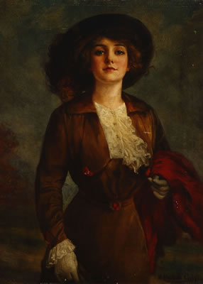 Lady holding a red coat