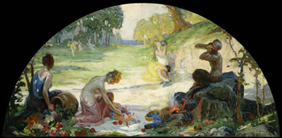 Figures in an idyllic landscape