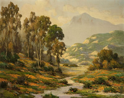 Eucalyptus and wildflower landscape