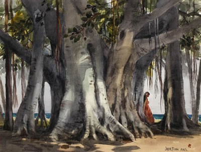 Banyon (sic) Tree, Kapiolani Park, Oahu, Hawaii