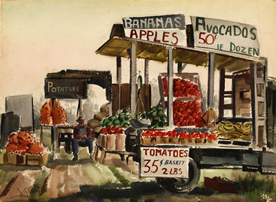 Man working at a fruit stand