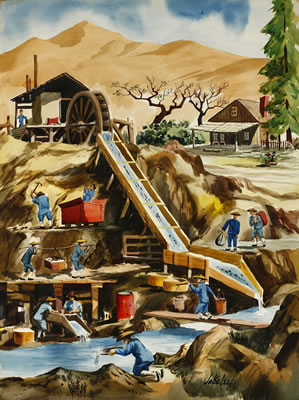 Workers mining for gold