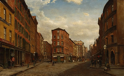 View of Gold Street in lower Manhattan