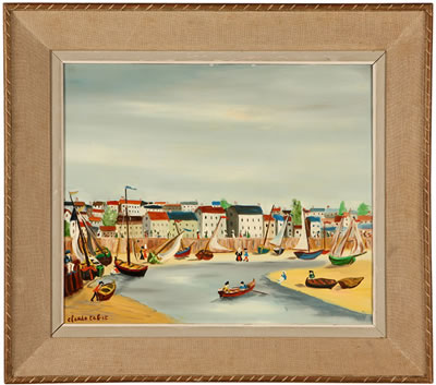 Reflux, French Village with Boats and Figures in a Bay