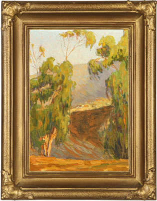 Eucalyptus and Distant Houses in Laguna Canyon