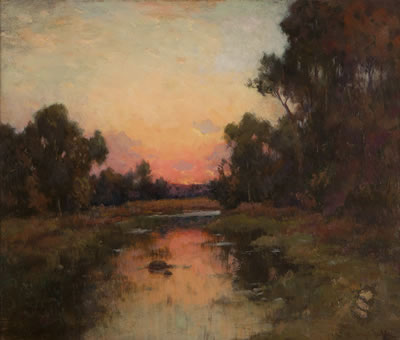 Sunset in a California stream landscape