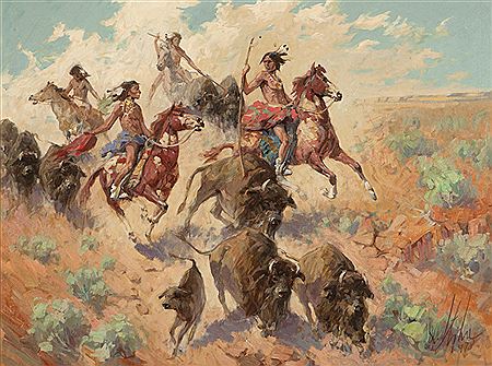 Buffalo Run by Vladan Stiha - Auction record, sale price, and art valuation. Compare with similar artists and explore comparable artworks.
