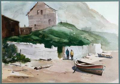 Sample artwork by Vernon Nye (1915 - 2013), known for landscape w figure, animal, illustrator - View similar artists and auction records