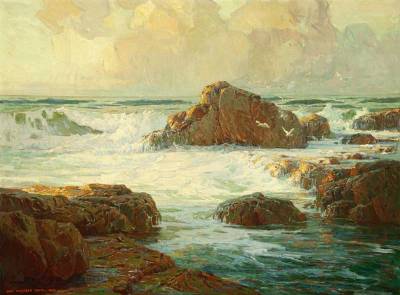 Crashing waves on rocks