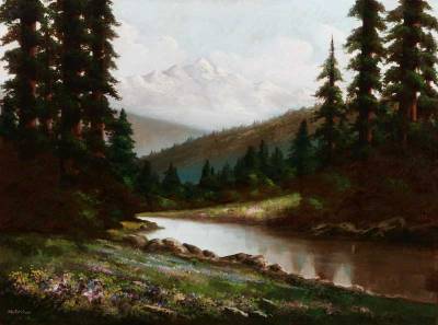 River in mountain landscape by Richard DeTreville - Auction record, sale price, and art valuation. Compare with similar artists and explore comparable artworks.