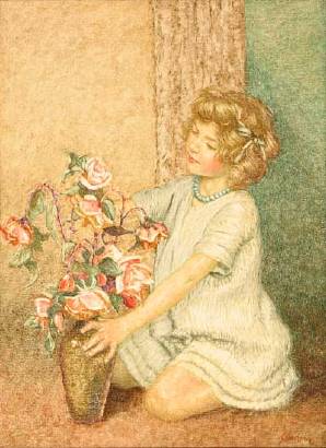 Young Girl And Roses