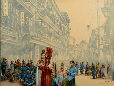 Musiciens dans une rue de Shanghaï by Qing Quan Wang - Auction record, sale price, and art valuation. Compare with similar artists and explore comparable artworks.