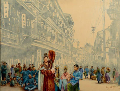 Musiciens dans une rue de Shanghaï