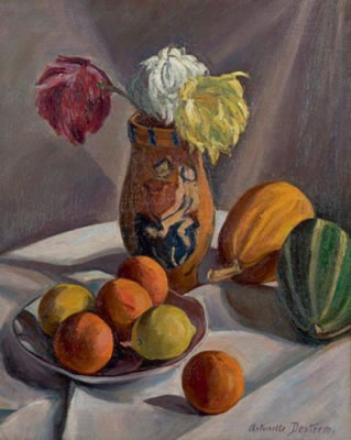 Nature morte aux fleurs, légumes et fruits by Antoinette Destrem - Auction record, sale price, and art valuation. Compare with similar artists and explore comparable artworks.