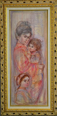 "Tender Embrace" by Edna (Hibel) Plotkin - Auction record, sale price, and art valuation. Compare with similar artists and explore comparable artworks.