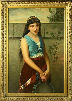A portrait of a young girl standing