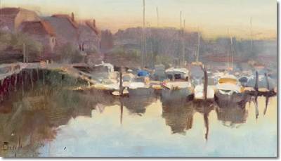 Sample artwork by Kim English (Born 1957), known for street genre, figure, and landscape with structure - View similar artists and auction records