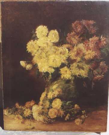 Mums in a Green Vase