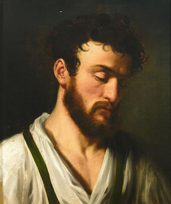 Portrait eines bärtigen jungen Mannes, meisterlich charakterisiert