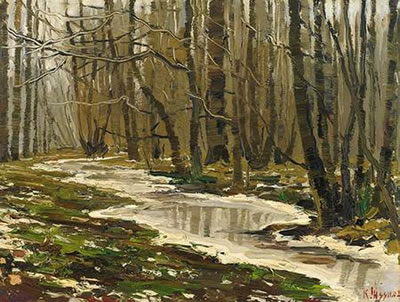 Winterliche Wald-/Bachlandschaft