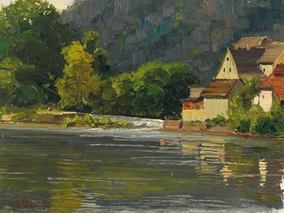Nachlaßstempel. Flusslandschaft mit Katarakt und Häusern by Karl Dussault - Auction record, sale price, and art valuation. Compare with similar artists and explore comparable artworks.