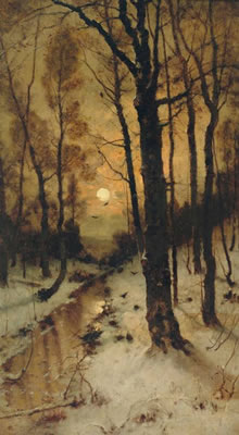 Sample artwork by Ludwig (Louis) Lanckow (1845 - 1908), known for atmospheric landscape and genre scene painting - View similar artists and auction records