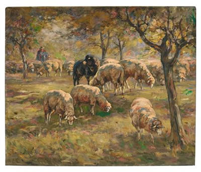 Schafherde unter blühenden Bäumen im Frühling by Karl Demetz - Auction record, sale price, and art valuation. Compare with similar artists and explore comparable artworks.
