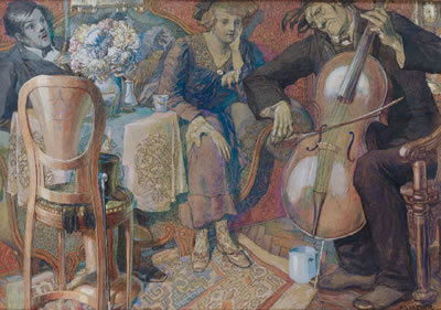 Hauskonzert mit Cellospieler in gutbürgerlichem Salon