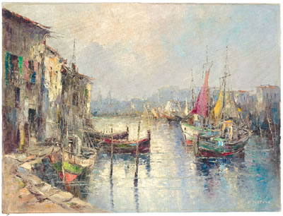 Südliche Hafenstadt mit zahlreichen Fischerbooten by Heinrich Hartung - Auction record, sale price, and art valuation. Compare with similar artists and explore comparable artworks.