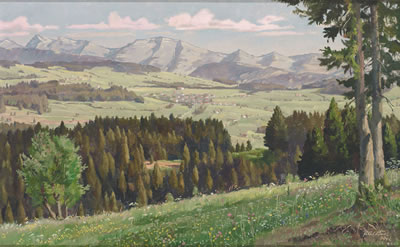 Frühlingstag im Allgäu mit Blick auf Hochgrat.