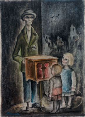 'Das Ende vom Lied'. Zwei Kinder lauschen bedächtig einem kriegsinvaliden Leierkastenmann by Fritz Schirrmacher - Auction record, sale price, and art valuation. Compare with similar artists and explore comparable artworks.