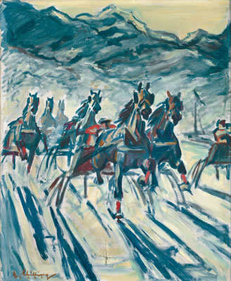 Pferdeschlittenrennen in St. Moritz (?)
