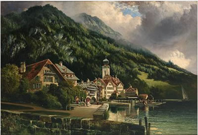 "Der Rigi vom Hotelgarten aus, Weggis Schweiz"