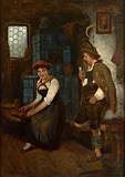 Tändelndes Paar in einer Stube: Zitherspielerin und fescher junger Mann. In Defregger'scher Manier by Maximilian Wachsmuth - Auction record, sale price, and art valuation. Compare with similar artists and explore comparable artworks.