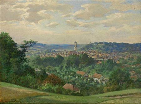 Blick vom Rißtal auf Biberach mit St. Martin, Gigele und Weißem Turm by Martin Nicolaus - Auction record, sale price, and art valuation. Compare with similar artists and explore comparable artworks.
