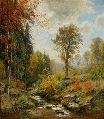 Sample artwork by Adolf Gustav Schweitzer (1847 - 1914), known for landscape painting - View similar artists and auction records